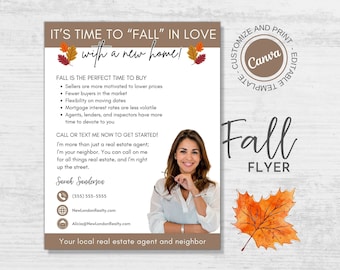 Fall Real Estate Flyer Template: Autumn Marketing (Canva Editable, Digital Download)