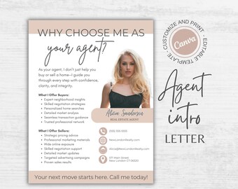 Real Estate Agent Introduction Letter Template for Canva | Realtor Marketing Editable Template Hello Neighbor Farming