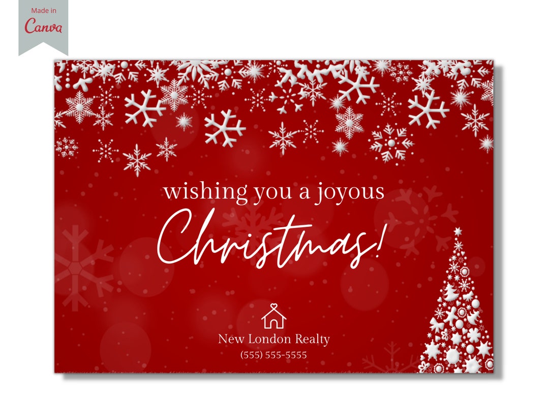 Canva Real Estate Christmas Card Template, Realtor Christmas Marketing, Real Estate Holiday Card