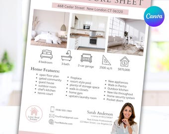Modelo de folheto para visitação de imóvel: Canva editável para marketing imobiliário (download digital)