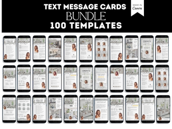 Real Estate Textable Card Bundle: Digital Business Card Templates (Canva)