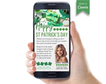 St. Patrick's Day Realtor Business Card Template: Textable Canva Card (Digital Download)