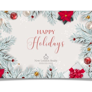 Plantilla de tarjeta de vacaciones felices de bienes raíces / Marketing de Navidad de agentes inmobiliarios / Tarjeta de vacaciones de bienes raíces / Navidad de agentes inmobiliarios / Navidad de bienes raíces