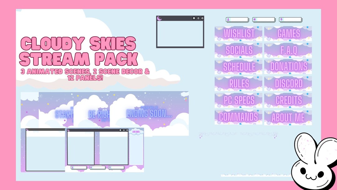 Cloudy Skies Twitch Overlay Complete Pack - Etsy