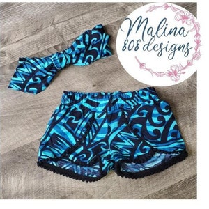 Girls pom-pom shorts and headband matching set