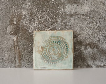 Ceramic tiles wall art, Handmade fireplace tiles, Decor for rustic kitchen, Decorative tile for bathroom wall, Tile ceramic glazed