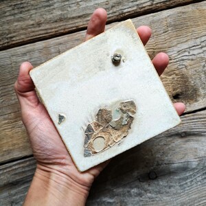 Ceramic tile art, Wall decor for minimalist home, Ceramic garden decor, White 4x4 tile, Ceramic garden decor, Rough structure ceramic tile