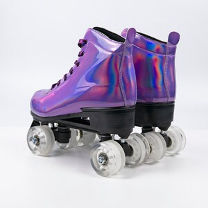 Boot Styles Adult Roller Skates Holographic Purple Roller Disco image 2