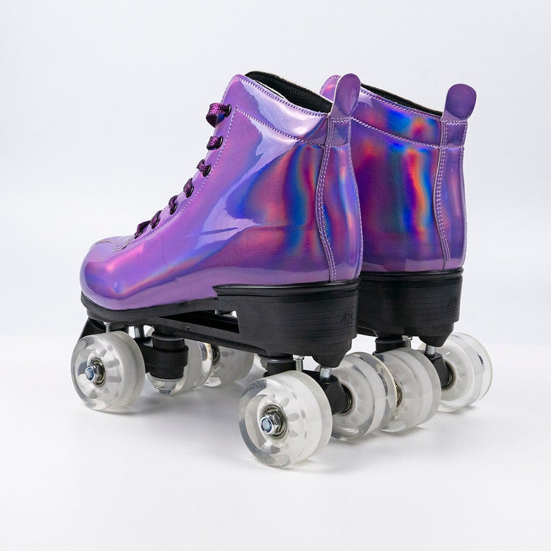 Boot Styles Adult Roller Skates Holographic Purple Roller Disco image 2