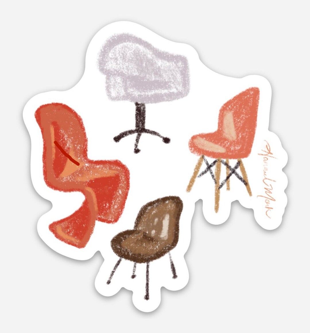 Retro Chairs Sticker - Etsy