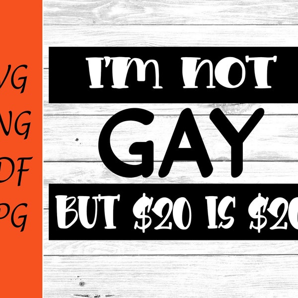 I'm not gay but 20 dollars is 20 dollars svg png pdf svg T-shirt Cricut Silhouette Cut Files Digital Download