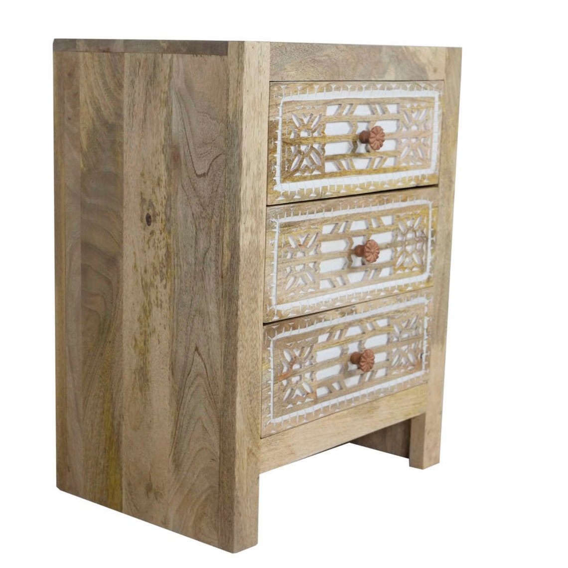 Mango Wood White Wash Bedside Chest Rajasthan Furniture Etsy