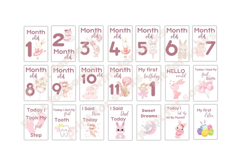 Baby Monthly Milestone Cards Printable | First Year Baby Milestones ...