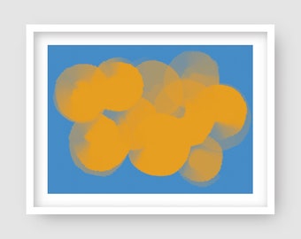 Printable Wall Art, Yellow Clouds Painting, Home Decor, Print Poster, Downloadable Drawing, Printable Drawing, Modern Art, Contemporary Art