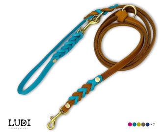 Dog leash "Side by Side" | made of soft leather | Customizable with name