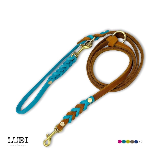 Dog leash "Side by Side" | made of soft leather | Customizable with name