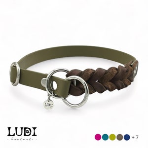 Train stop dog collar “Duo” | BioThane® & leather