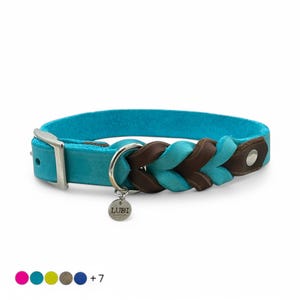 Collar for dogs | 100% leather | customizable with name + mobile number | 2-color | Side by Side
