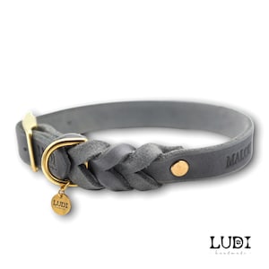 Halsband Ludi aus weichem Leder teilgeflochten personalisierbar mit Namen Handynummer Bild 4