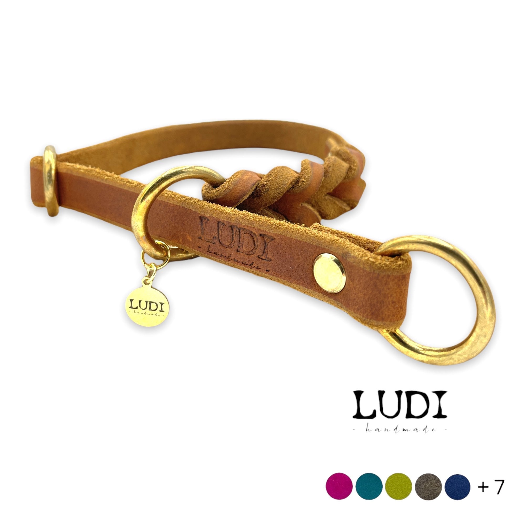 zugstopp halsband leder Zugstopp-Halsband in Cognac für Hunde main image 0