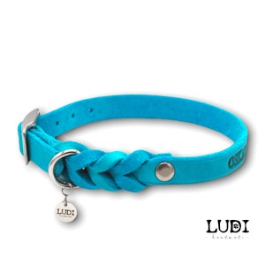 Halsband Ludi aus weichem Leder teilgeflochten personalisierbar mit Namen Handynummer Bild 7