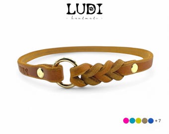 Brand collar "Becci" made of leather for dog or tax tags, personalizable with name