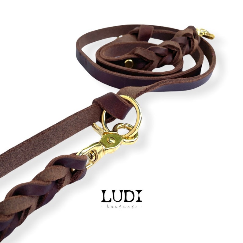 Dog leash Ludi made of soft and robust grease leather braided image 5