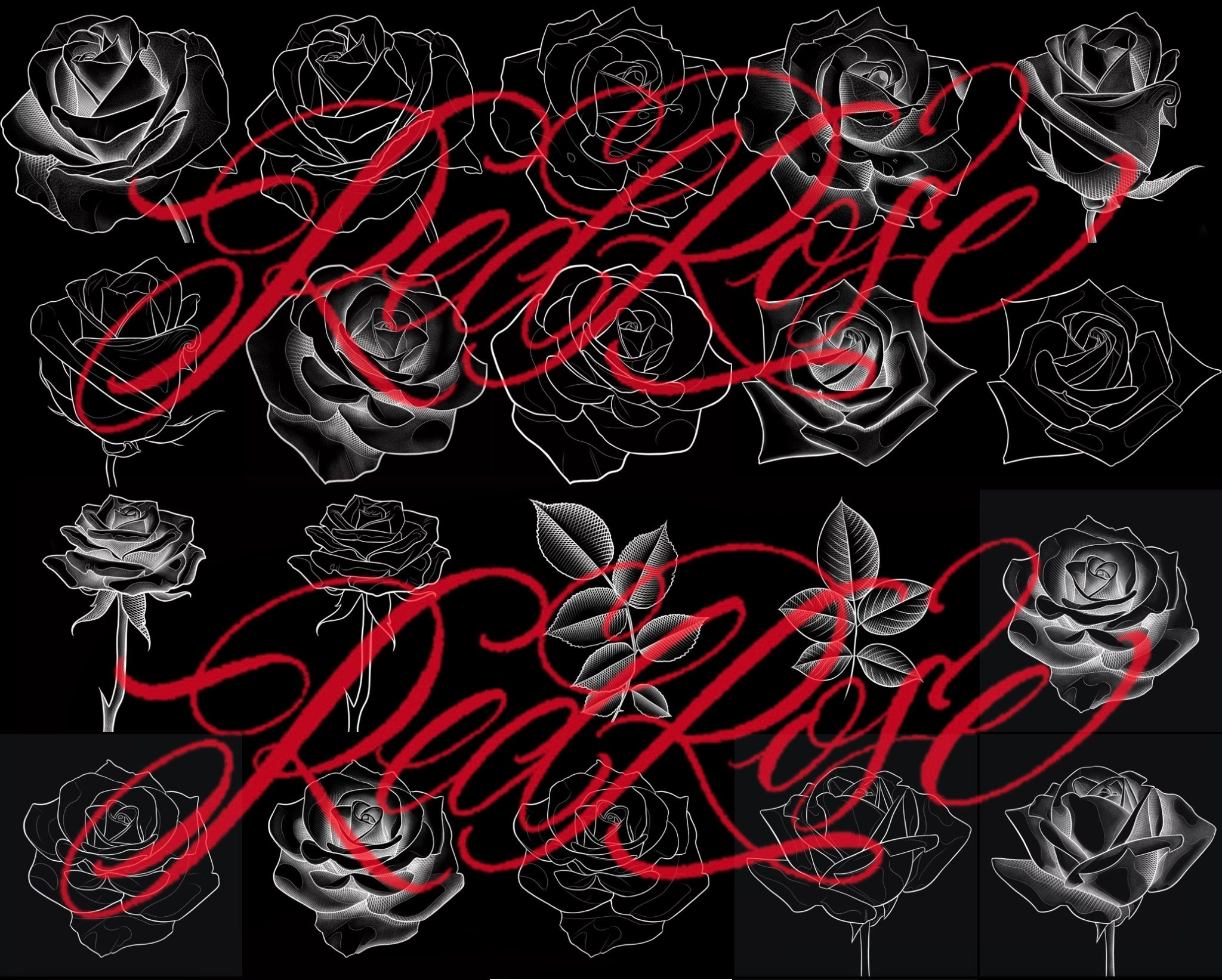 Rose Tattoo Stencil Brushes for Procreate (digital Download) - Etsy