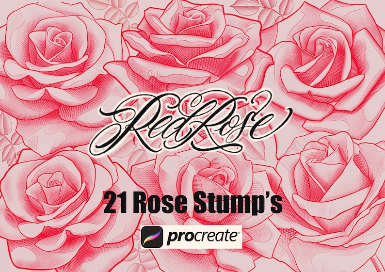 Procreate Tattoo Brushes Rose Tattoo Stencil Rose Tattoo Etsy