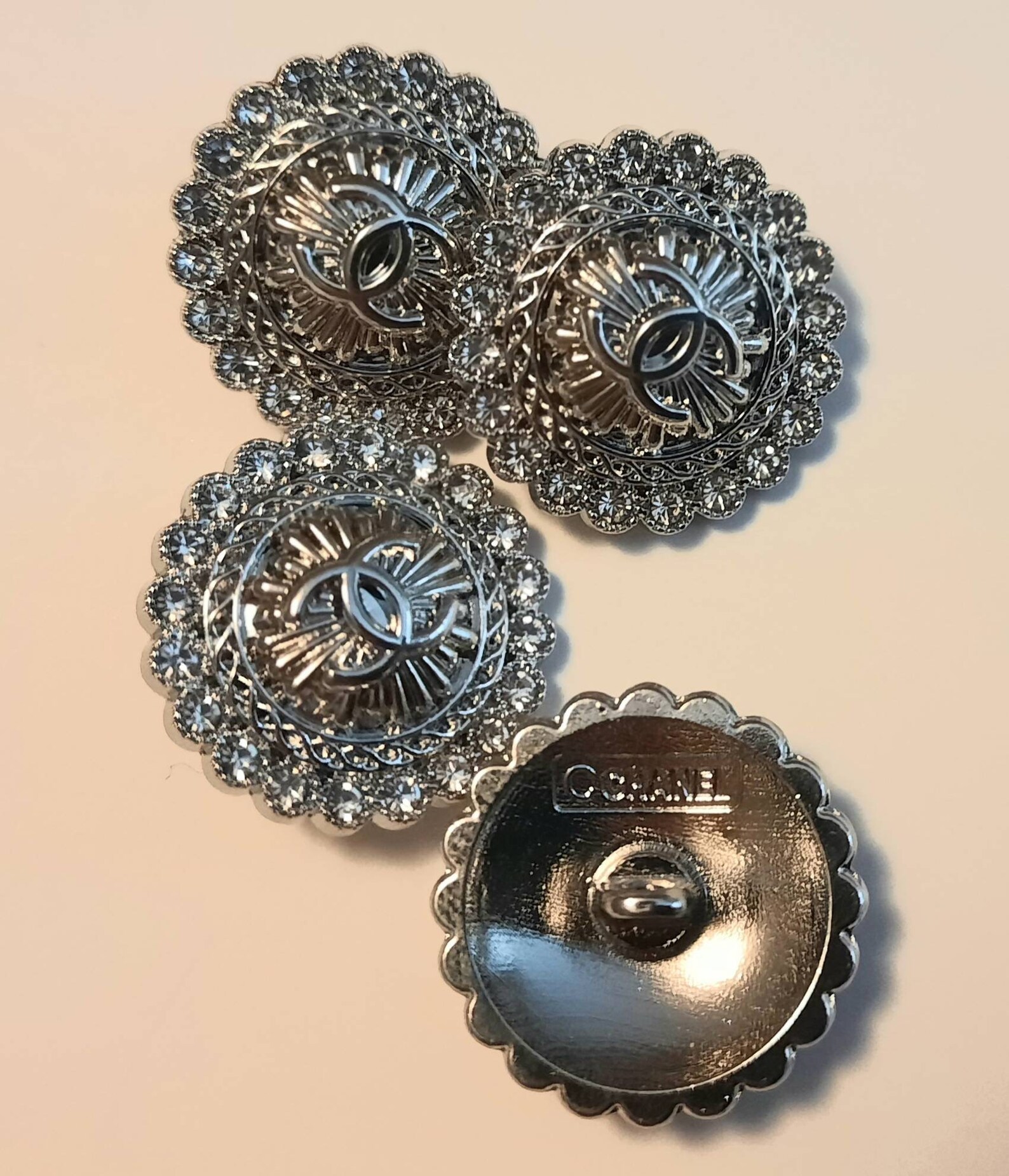 18mm Silver And Crystal Buttons Etsy