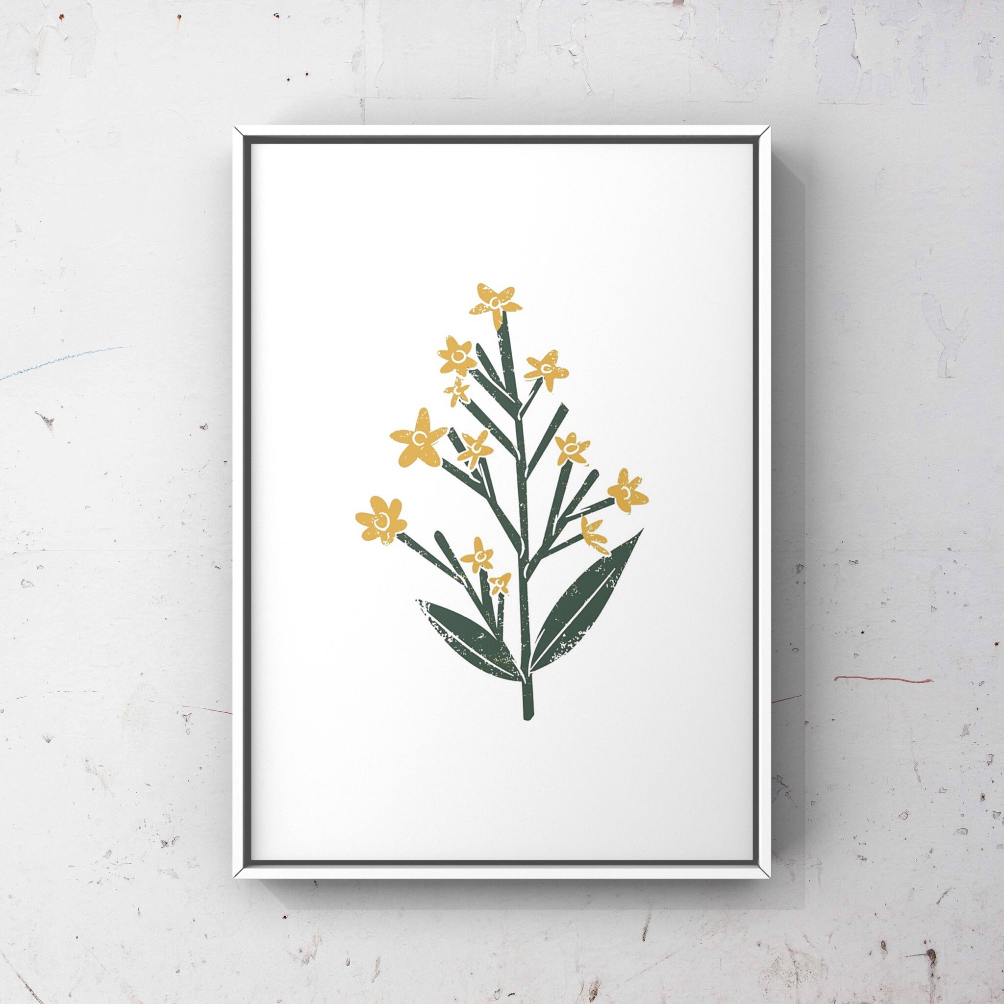 Digital Download Art Print Yellow Flower Floral Wall Art 1 Etsy