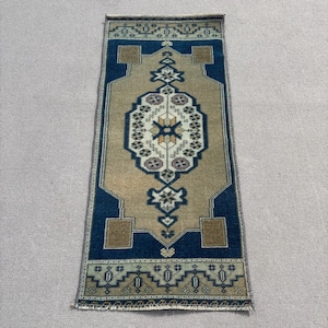 2x4 Small Rug, Turkish Rug, Vintage Rug, Antique Rug, Rugs For Bathroom, 1.4x3.3 ft Brown Rug, Turkish Rug With Geometric Patterns, Door Mat