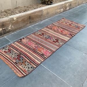 Antique Kilim, Turkish Kilim, Patterned Klilim, Runner Kilim, Hallway Kilim, Home Decor, Vintage Kilim, Geometric Kilim, 2&#39;1 x 6&#39;1 feet,