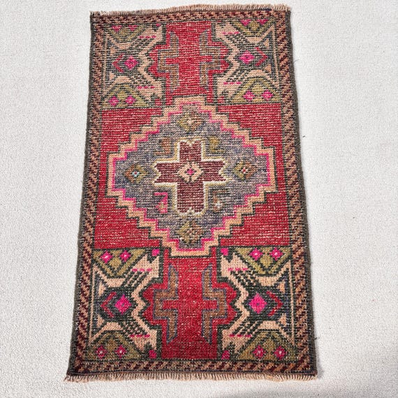 Vintage Turkish Rug 55x93cm Handmade Decor - Etsy