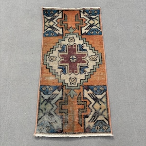 Turkish Rug, Vintage Rug, 2x3 Small Rug, Oushak Rug, Rugs For Entry, 1.3x2.8 ft Orange Rug, Hand-Knotted Oriental Rug, Vintage Decor,