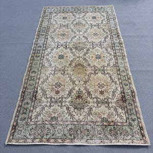 4x7ft Vintage Turkish Rug, Turkish Area Rug, 119x217cm, Oushak Style Rug, Living Room Rug, Boho Home Decor, Handmade Floor Carpet