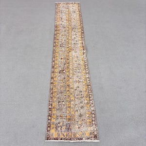 Turkish Rug, 2x8 Runner Rug, Patchwork Rug, Vintage Rug, Antique Rug, Rugs For Corridor, 1.5x8.4 ft Green Rug, Vintage Oushak Wool Rug,
