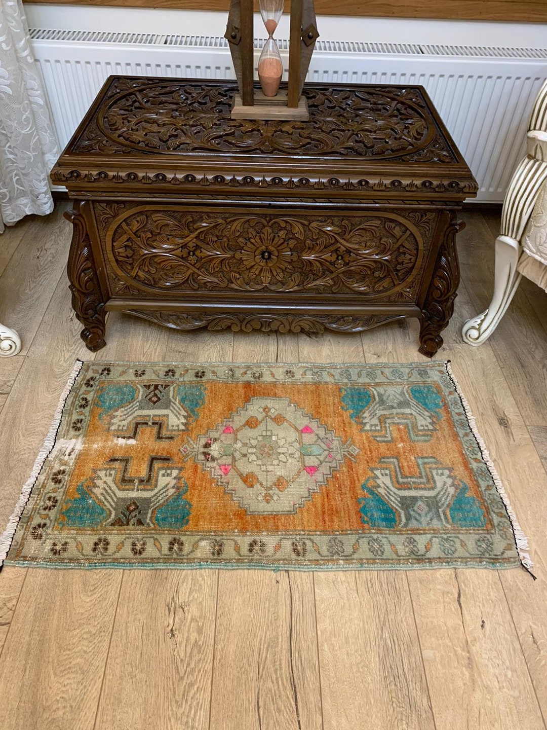 Antique Rug, Turkish Small Rug, Oushak Rug, Home Rug, Bohemian Rug, Entryway Rug, Small Rug