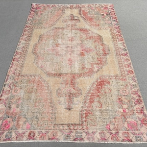 Vintage Rug, Turkish Rug, 4x7 Area Rugs, Antique Avanos Rug, Rugs For Living Room, 4.2x6.9 ft Beige Rug, Boho Turkish Rug, Oushak Rug,