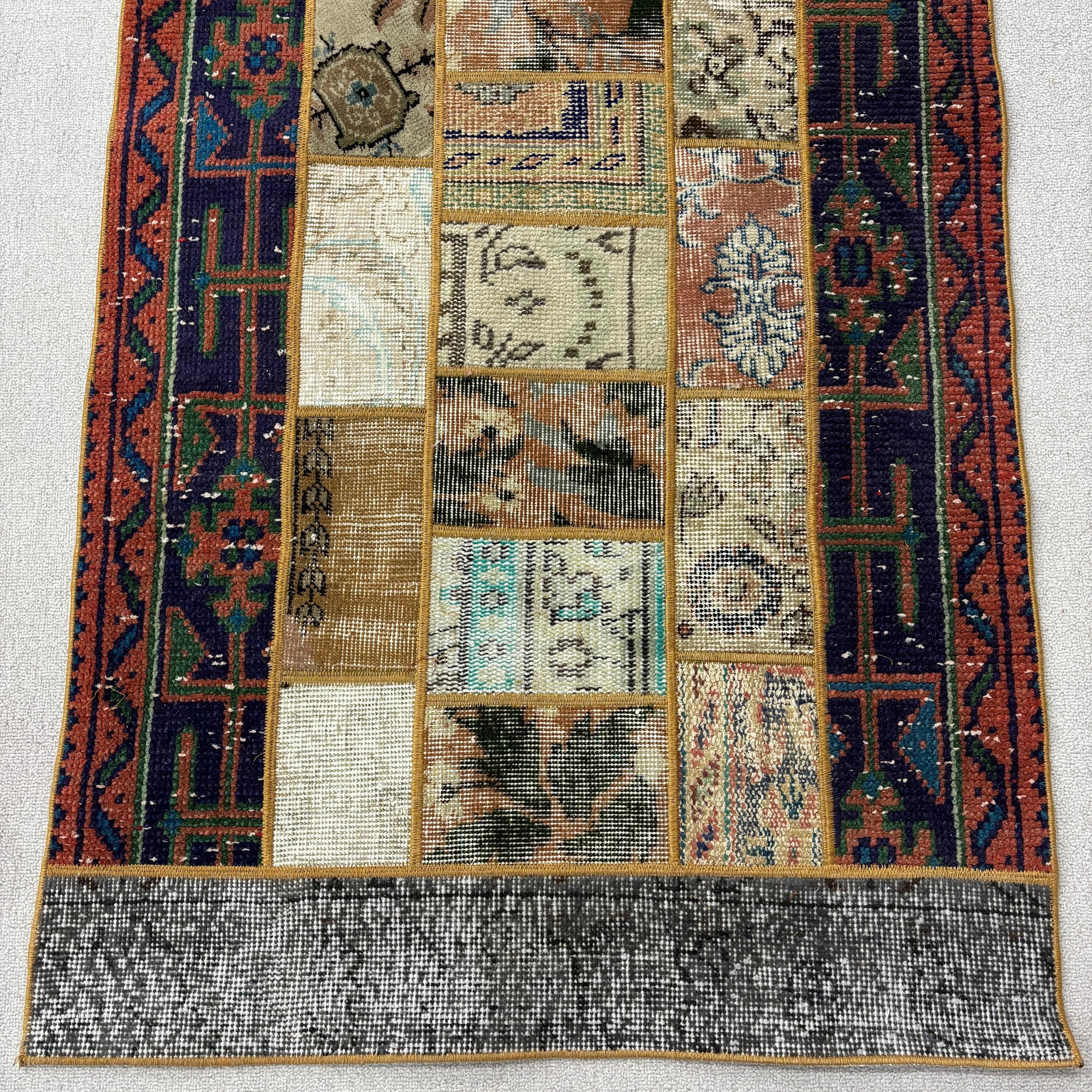 ヴィンテージ トルコ パッチワーク ラグ、カラフルな模様、3 x 7