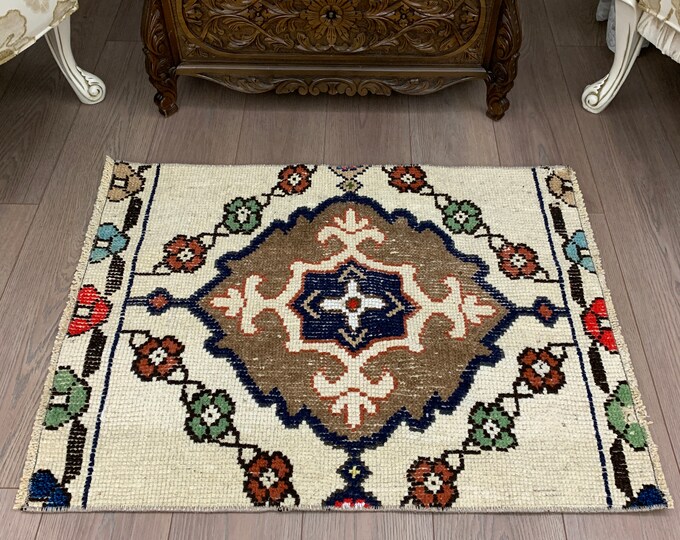 Natural Small Rug, Handmade Small Rug, Vintage Small Rug, Oriental ...