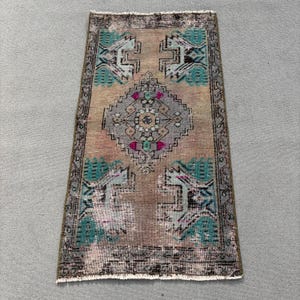 Vintage Rug, 2x4 Small Rugs, Turkish Rug, Antique Rug, Rugs For Entry, 1.7x3.2 ft Brown Rug, Hand-Knotted Oriental Rug, Gift For The Home,