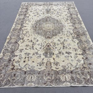 Vintage Rug, Turkish Rug, 6x10 Large Rugs, Anatolian Rugs, Rugs For Bedroom, 6.1x10.1 ft Beige Rug, Neutral Vintage Oushak Rug, Wool Rug,