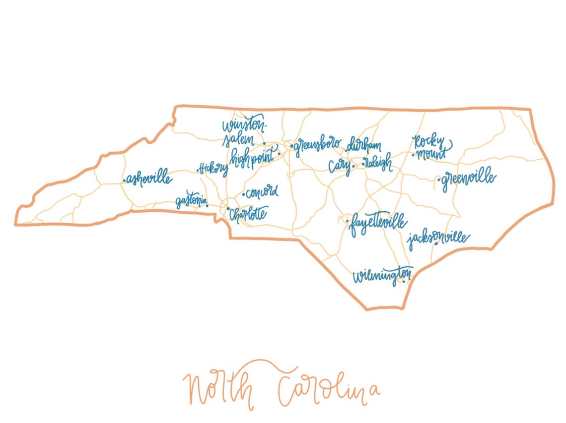 NORTH CAROLINA map print North - Il 1140xN.3175694914 1edr 