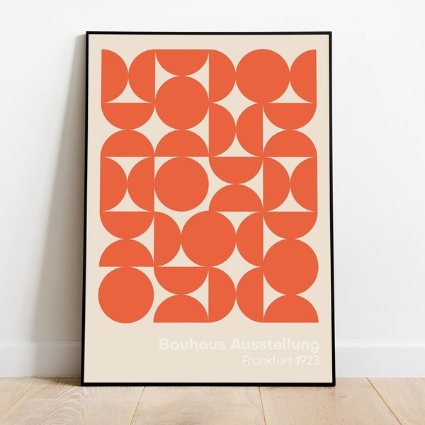 Bauhaus Poster, Orange, Bauhaus Print, Mid Century Modern, Wall Art, Kitchen Print, Exhibition Poster, Geometric Wall Art, Minimalist Decor