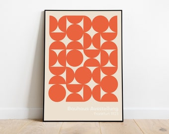 Bauhaus Poster, Orange, Bauhaus Print, Mid Century Modern, Wall Art, Kitchen Print, Exhibition Poster, Geometric Wall Art, Minimalist Decor