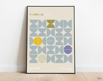 Bauhaus Poster, Israel, Tel Aviv, Kitchen Wall Art, Exhibition Poster, Geometric Art, Minimalist Decor, 50s modern, MCM, Mid Century Modern