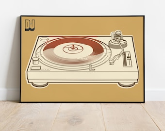 Póster de tocadiscos, arte musical de tocadiscos de vinilo