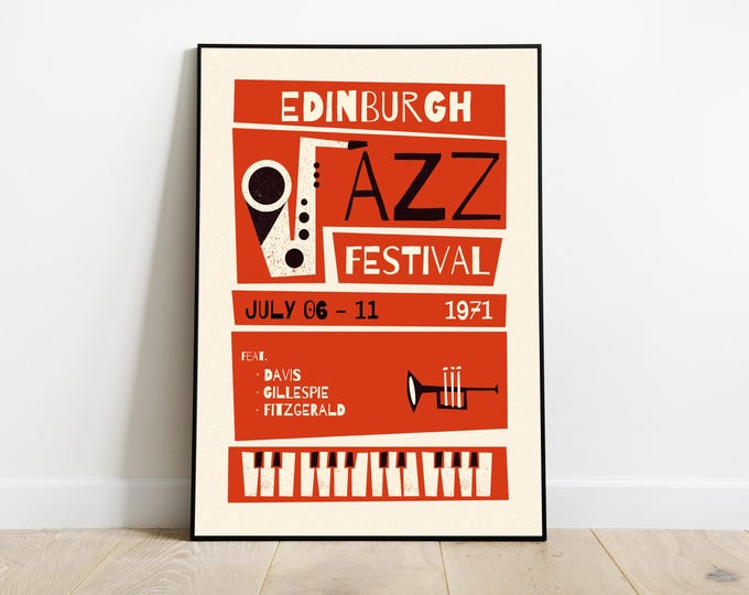 Edinburgh Jazz Poster, Mid Century Music Art Print