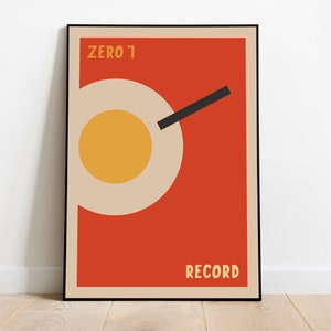 Zero 7 Musik Poster | Songtexte Druck | Mid Century Modern Dekor | Alternative Band Poster | Plattenspieler Kunstdruck | Funky Wandkunst